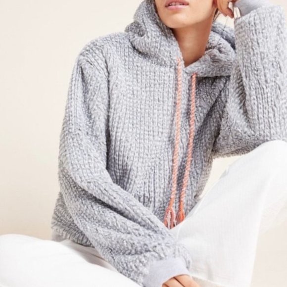 Anthropologie Tops - Anthropologie Saturday Sunday Nanette Sherpa Hoodie Gray Size Small